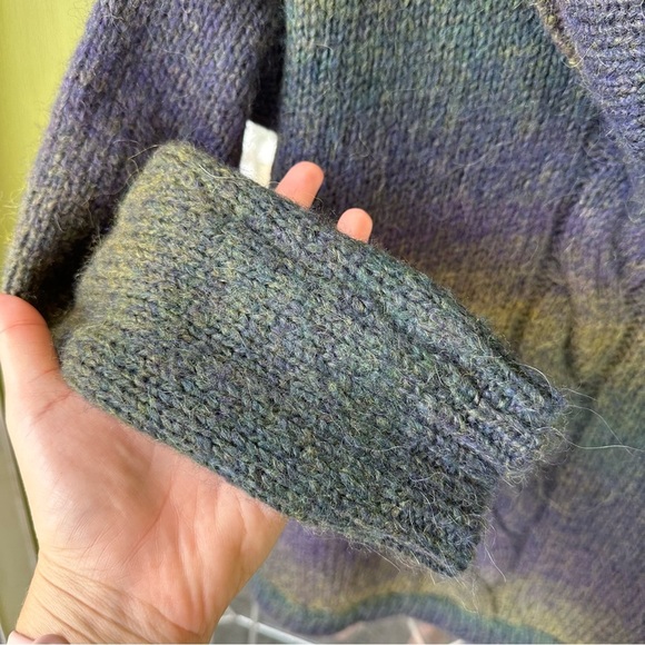 Wool blend Medium Shawl Collar Cable Knit Pullover Sweater Multicolor Ombre Cozy - Picture 6 of 9